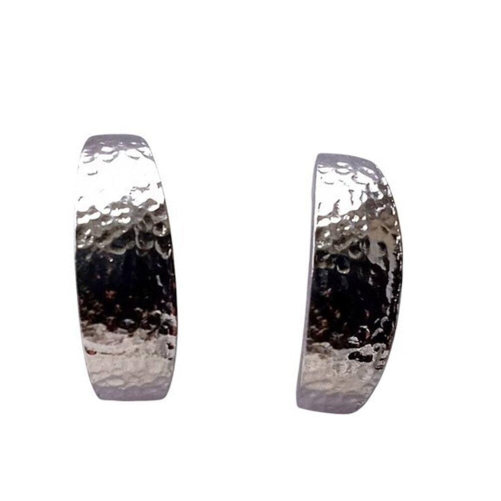 VENDOME Signed Vintage Huggie Earrings Designer Silver Tone Pierced Lobes Hoop